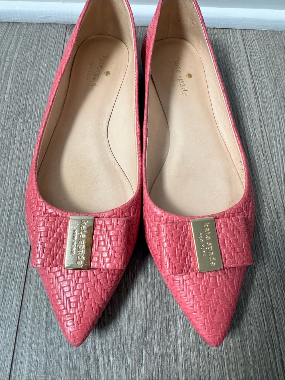 Kate Spade New York Deneuve Pink Woven Bow Flats 6.5 Medium - Picture 3 of 9